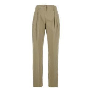 Semicouture Women Beige Pants With High Waist And Belt Loops In Cotton Woman